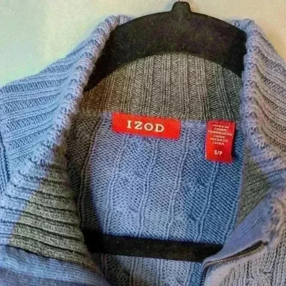 Izod sweater 3/4 zip cable knit periwinkle blue. Men's size small. - Picture 2 of 6